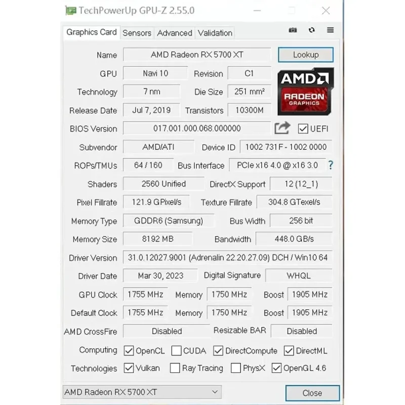 SOYO AMD Radeon RX5700XT 8GB Gaming Graphics Card GDDR6 Memory