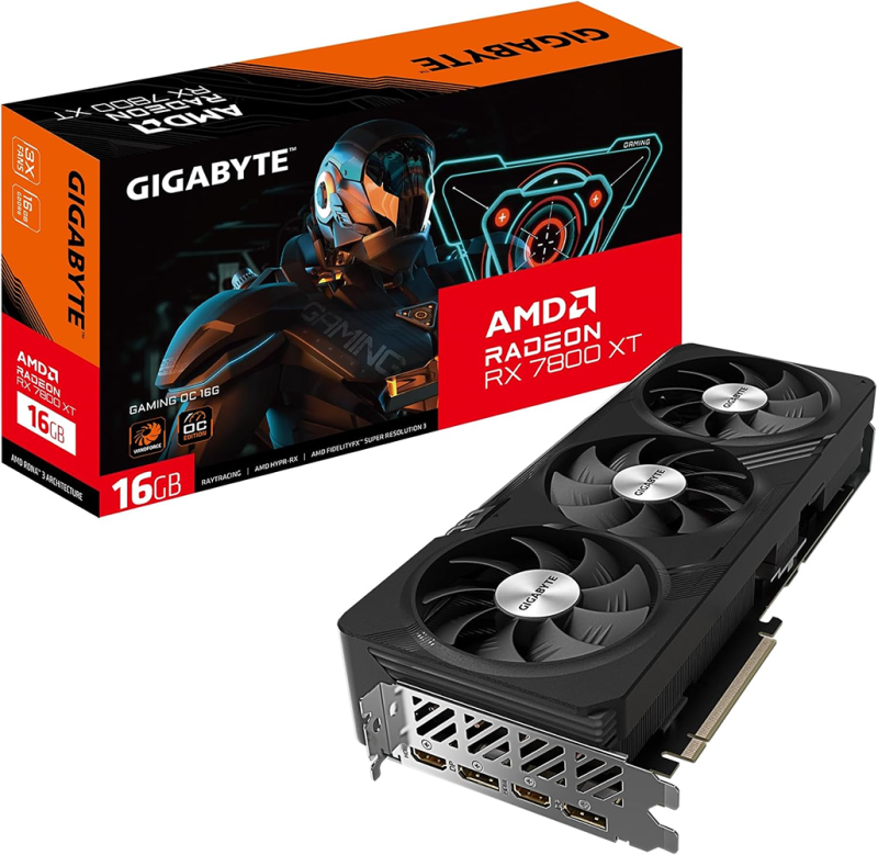Used GIGABYTE-AMD RX7800 XT GAMING OC 16G Three fan graphics card, GDDR6, 256 bits